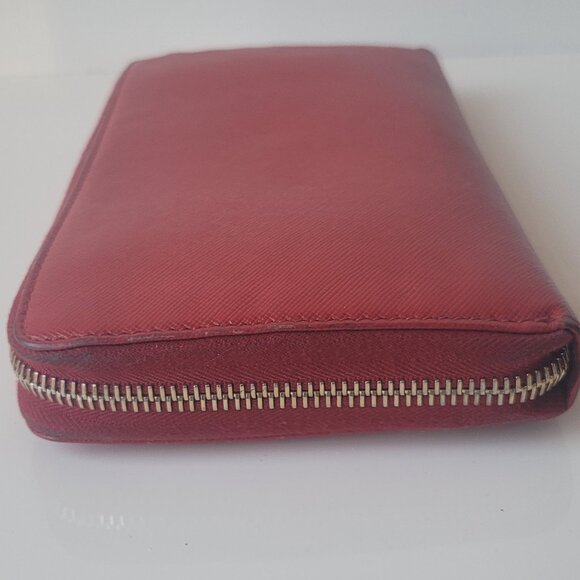 PRADA Red  Leather Zip Around Wallet - Picture 12 of 16